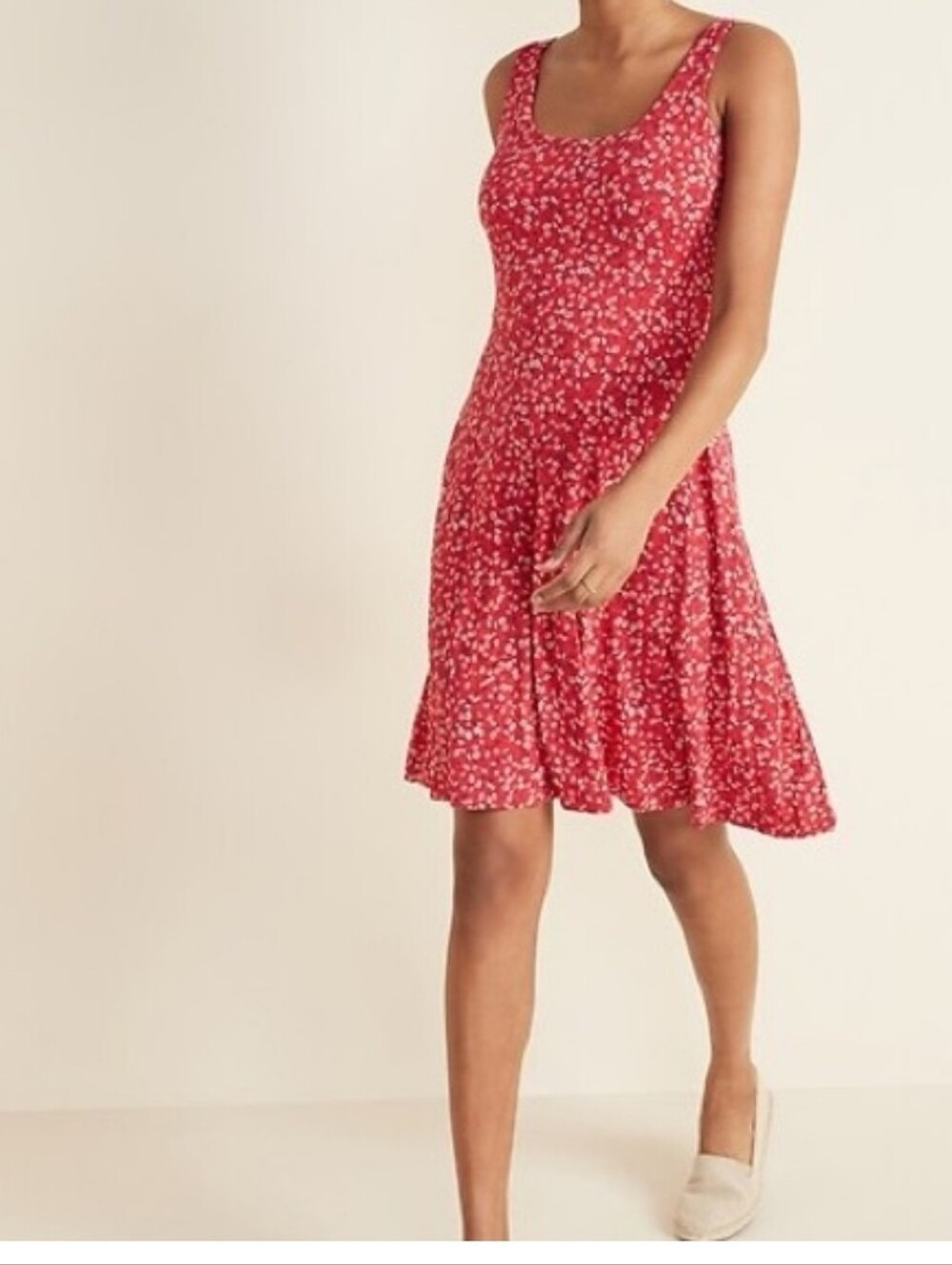 Old Navy Fit & Flare Red Floral Tank Dress - Picture 1 of 6